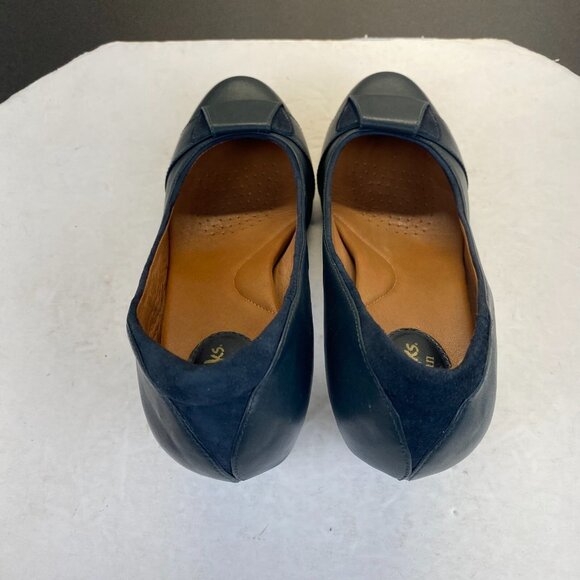 CLARKS Blue Leather Heels Pumps Women's Size 9.5M,Preppy - Picture 4 of 14